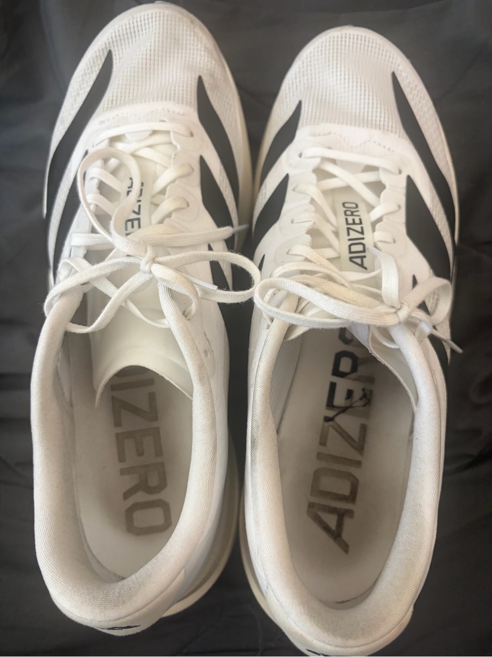 Adidas Adizero Men’s White Black Running Shoes pre owned as isEVO SL Sz 11.5 - Picture 3 of 7